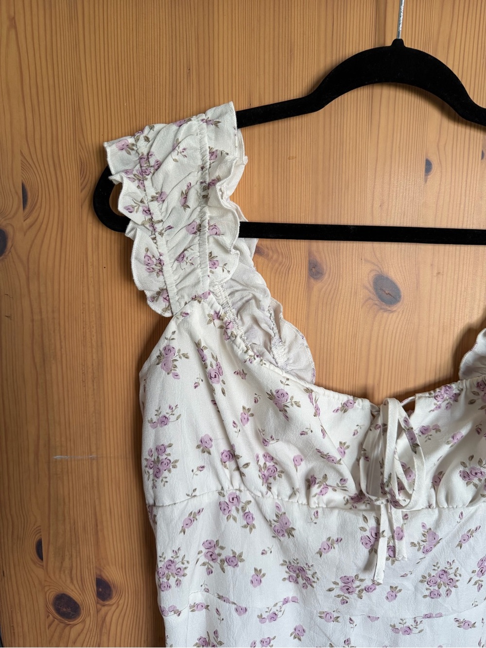 Ditsy Floral Square Neck Drawstring Riches Mini Dress - Picture 3 of 6
